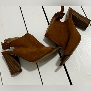 Madden Girl Beckkie Wedge Brown Suede Block Heel Sandals
